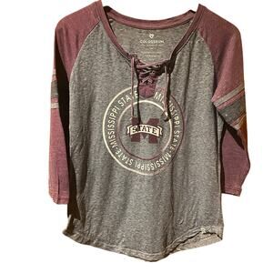 Mississippi State Size Medium Bulldogs MS 3/4 sleeve tee super soft game day
